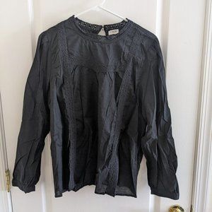 J. crew black prairie/peasant blouse with lace details